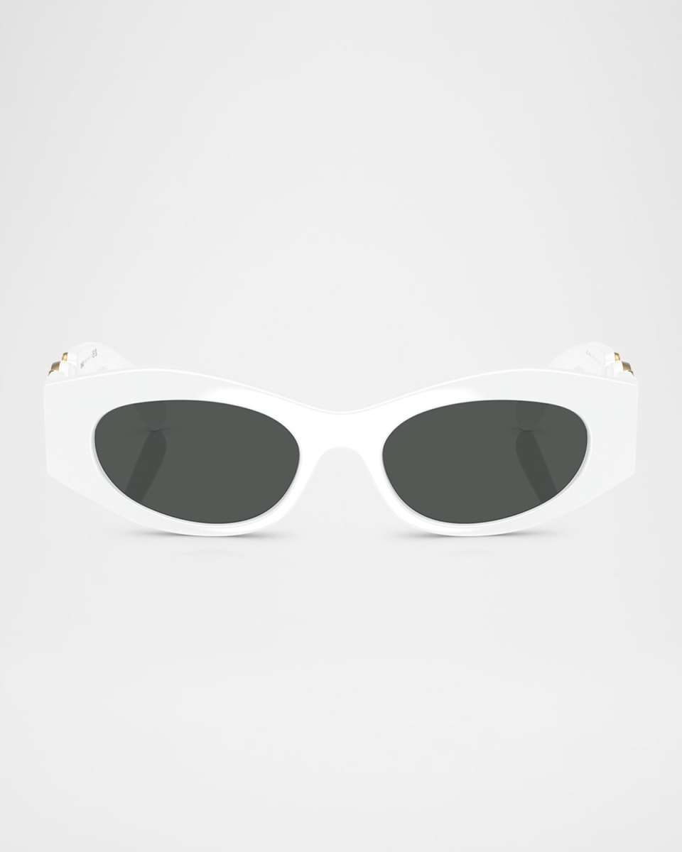 Medusa Embellished Oval Plastic Sunglasses, 51MM